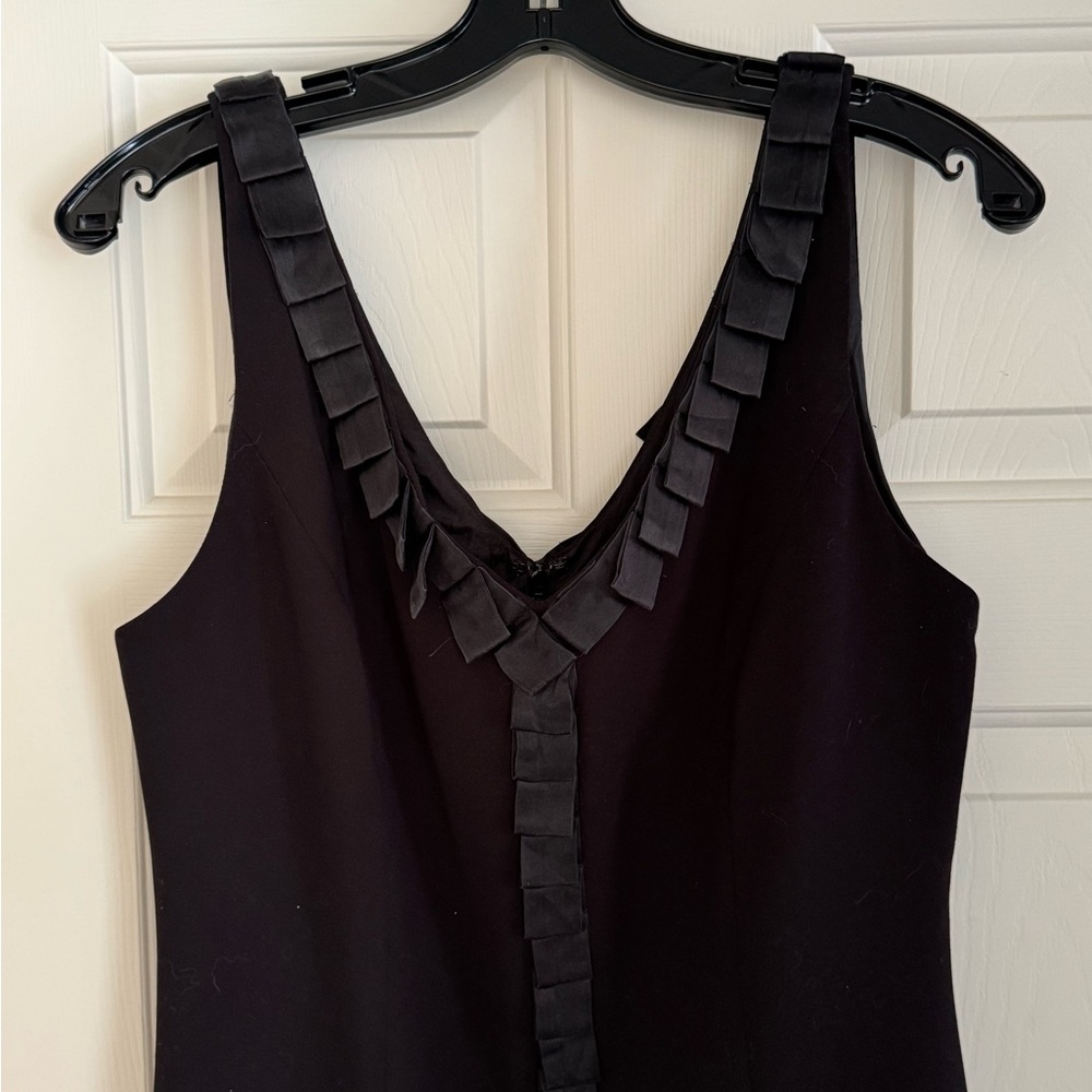 Chetta B Black Sheath Midi Dress V-Neck Sleeveless